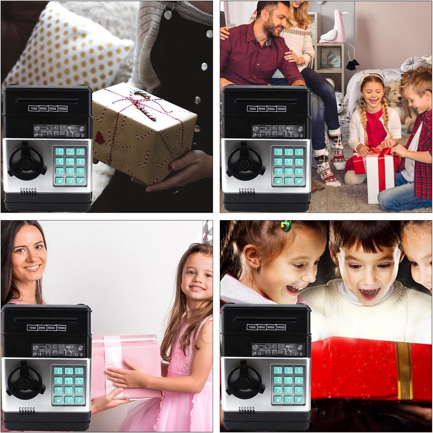 Electronic Password Code Piggy Bank for Kids - ATM Style Coin Bank for Boys and Girls (Black)