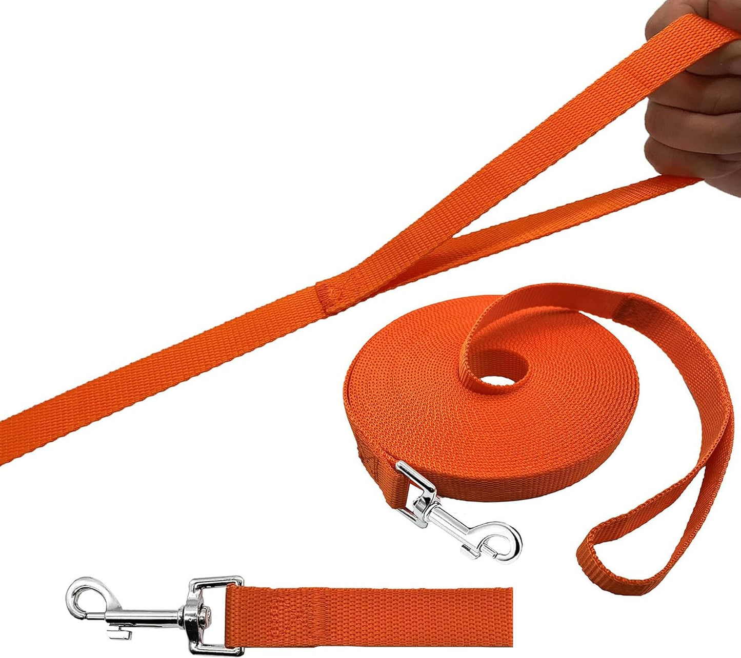Long Dog Leash for Obedience and Recall Training - Available in 15FT, 20FT, 30FT, 40FT, and 50FT for Small to Medium Dogs - Ideal for Camping, Training, Play, and Backyard Use (20FT, Orange)