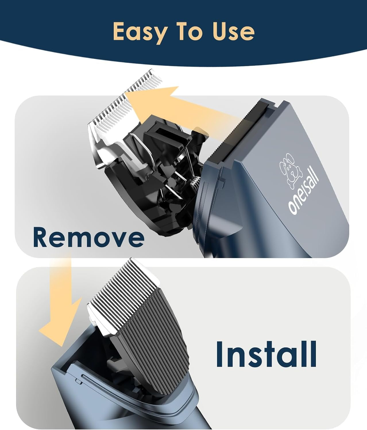 Cordless Pet Grooming Kit for Cats and Small Dogs - Quiet 2-Speed Clippers for Matted and Long Hair (Blue)