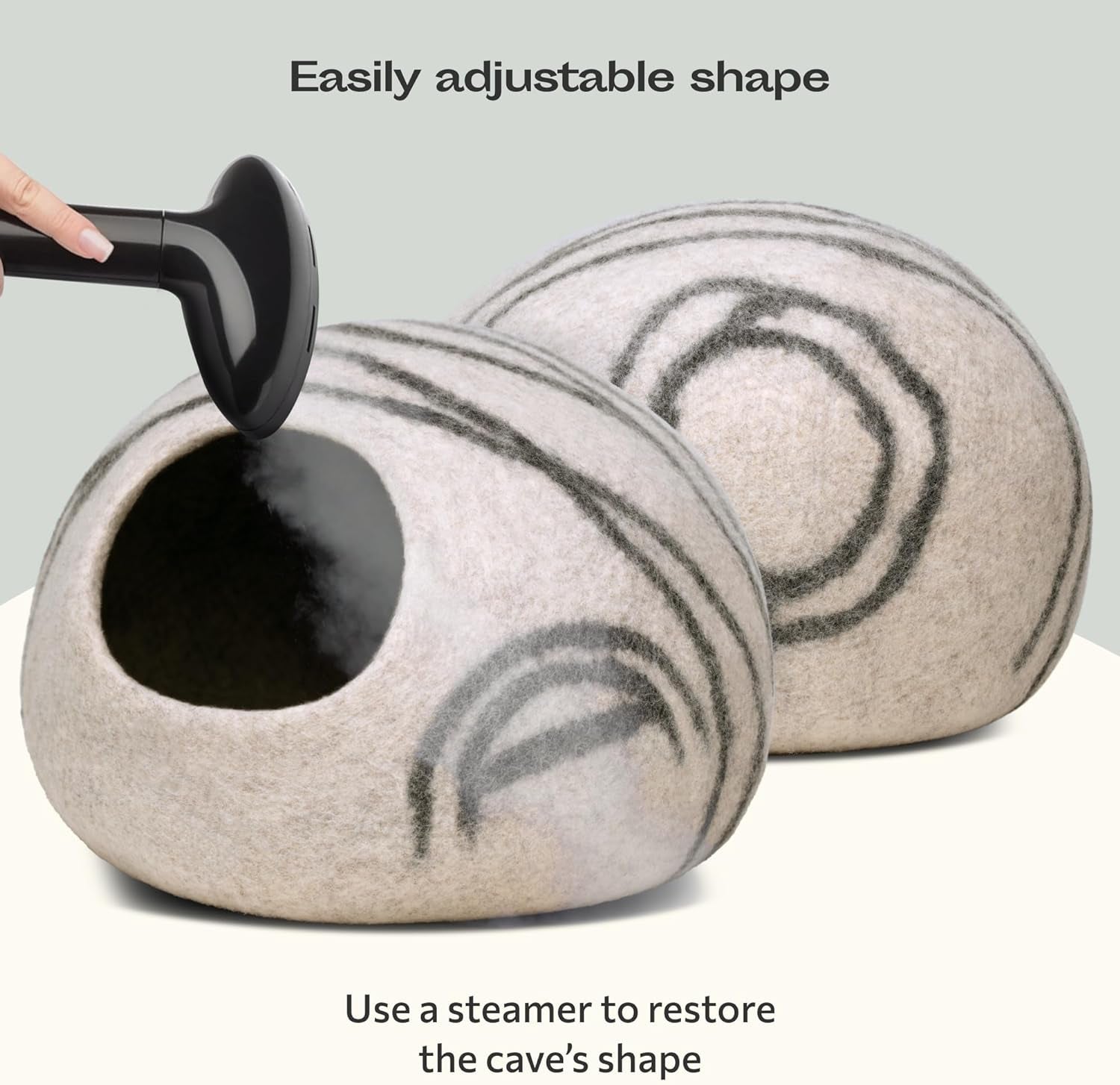 Premium Felt Cat Cave - Handmade Merino Wool Cat Bed for Indoor Use (Light Grey, Medium)