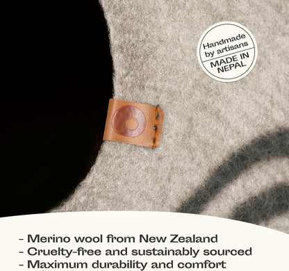 Premium Felt Cat Cave - Handmade Merino Wool Cat Bed for Indoor Use (Light Grey, Medium)